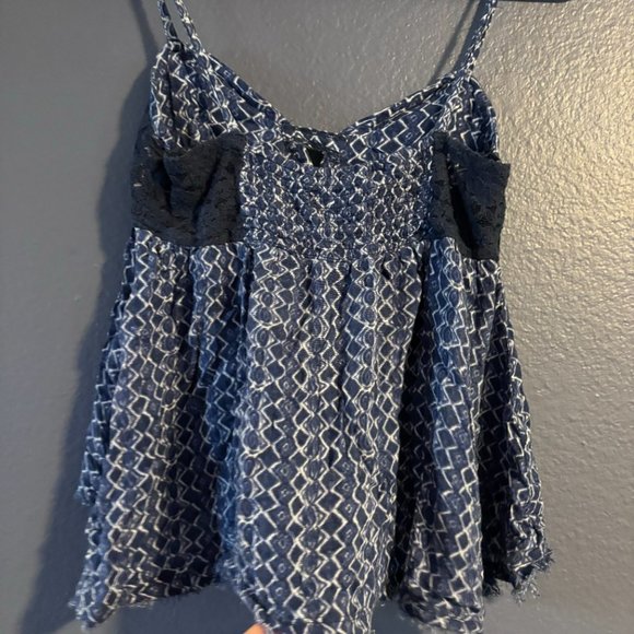 Blue Patterned Tank Top Blouse - Picture 6 of 11